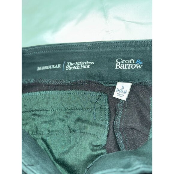 Croft & Barrow Womens Effortless Stretch Pants Size 16 Regular Dark Green Cotton - Picture 2 of 8